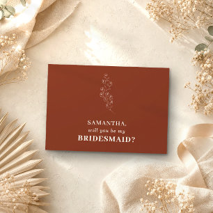 Invitación Terracota Floral Simple ¿Quieres ser mi dama de ho