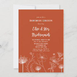 Invitación Terracota Flores salvajes blancas Bridesmaids Lunc