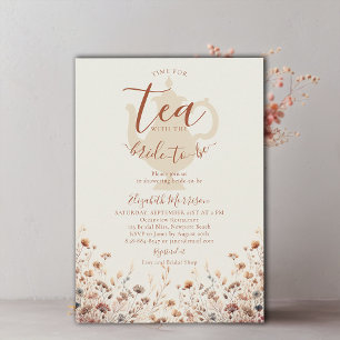 Invitación Terracota Flores Silvestres Elegante Ducha De Té B