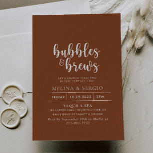 Invitación Terracota formal burbujas y breves ducha de novia