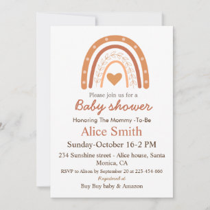 Invitación Terracota Género Neutropía boho arco iris ducha be