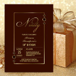 Invitación Terracota Gold Border 90th Birthday Party<br><div class="desc">Invite a sus amigos y seres queridos a su fiesta de cumpleaños número 90 con esta moderna invitación a la fiesta de cumpleaños de terracota con marcos dorados.</div>