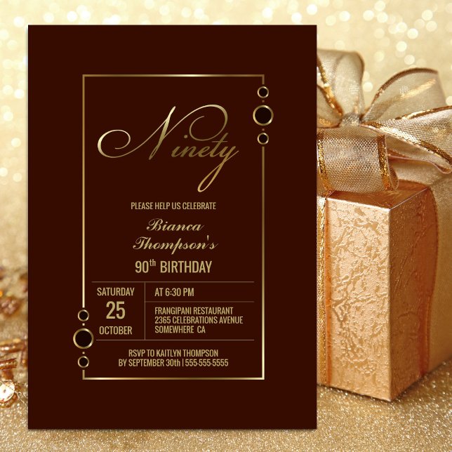 Invitación Terracota Gold Border 90th Birthday Party (Subido por el creador)