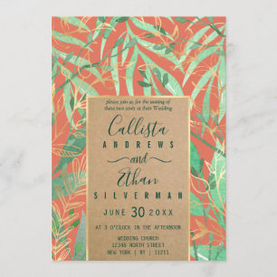 Invitación Terracota Green Watercolor deja a Kraft Boda