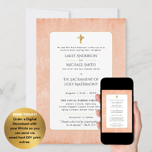 Invitación Terracota ligera Boda de misa Nupcial católica
