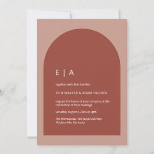 Invitación Terracota mínima y Boda de arco moderno Rubor