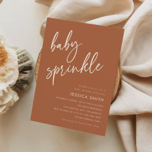 Invitación Terracota Minimalista para Baby Sprinkle Moderna