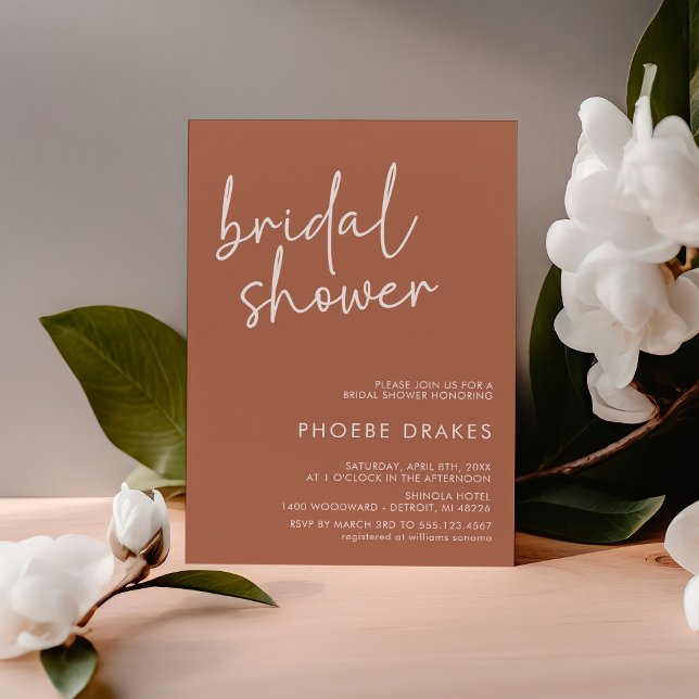 Invitación Terracota Minimalista Script Bridal Shower (Subido por el creador)