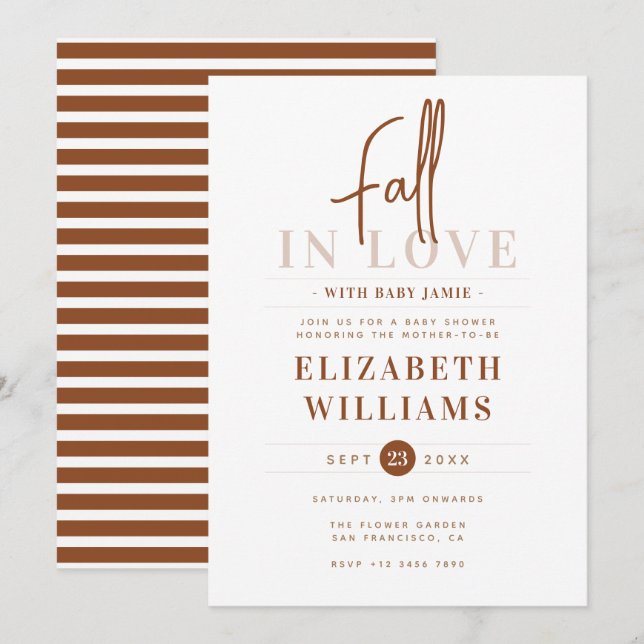 Invitación Terracota Minimalista todo a gusto Baby Shower (Anverso / Reverso)