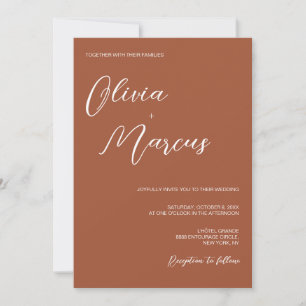 Invitación Terracota Moda moderna Script Boda Entourage