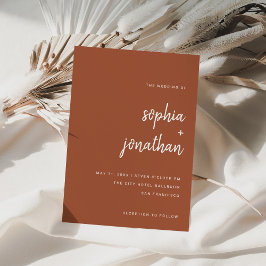Invitación Terracota moderna de escritura Minimalista | BODA