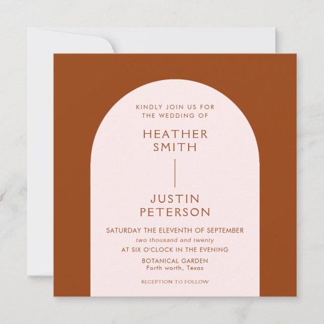 Invitación Terracota moderna y Boda Rubor Square (Anverso)