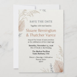 Invitación Terracota moderna y hierba seca de Pampas Boho