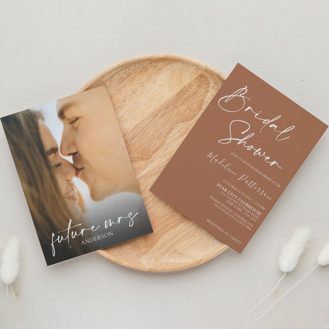 Invitación Terracota moderna y sencilla con ducha de fotos (Subido por el creador)