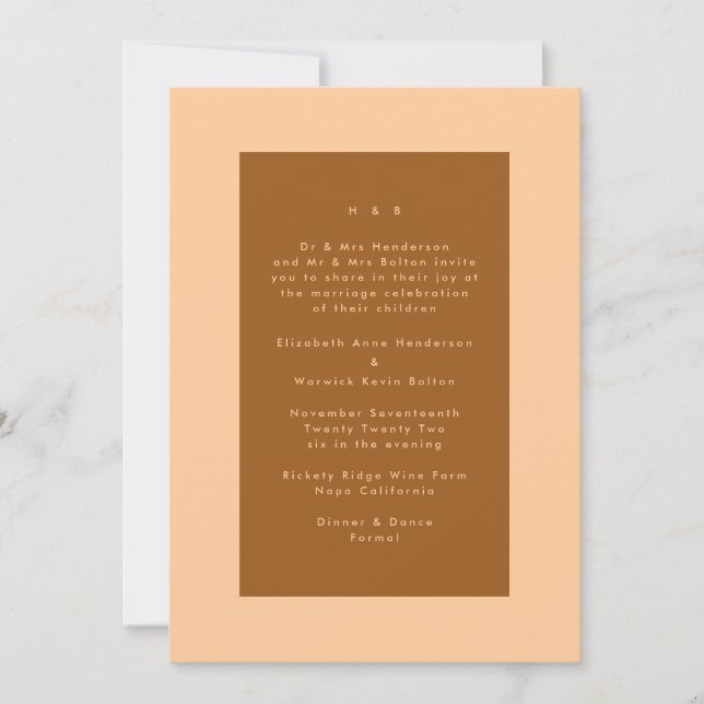 Invitación Terracota Moderno Minimalista Simple Boda (Anverso)