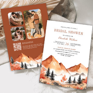 Invitación Terracota Mountain Photo QR Code Bridal Shower