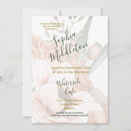 Invitación Terracota Naranja Floral Elegante Ducha Bridal