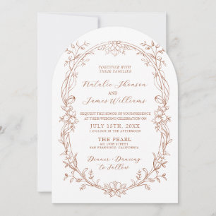Invitación Terracota Naranja Quemada Boda Foto Arqueada Boho