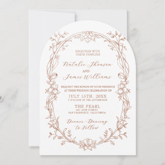 Invitación Terracota Naranja Quemada Boda Foto Arqueada Boho