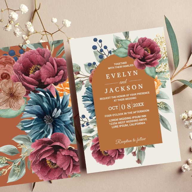 Invitación Terracota naranja quemada Boho ruso moderno (Subido por el creador)