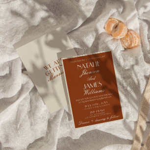 Invitación Terracota Naranja Quemado Dinero Antiguo Boda Eleg