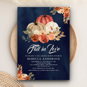 Invitación Terracota Otoño de Amor Bridal Shower Navy
