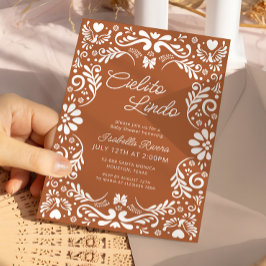 Invitación Terracota Papel Picado Baby Shower mexicano