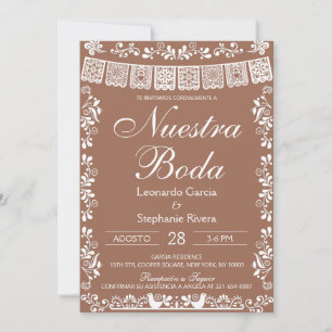 Invitación Terracota Papel Picado Boda Española
