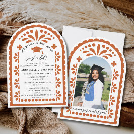 Invitación Terracota Papel Picado Talavera Foto Graduación