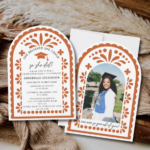 Invitación Terracota Papel Picado Talavera Foto Graduación