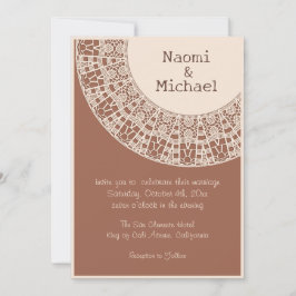Invitación Terracota pastoral simple con Boda de encaje