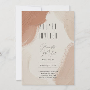 Invitación Terracota Patrimonio Rosado Pincelada Abstracta