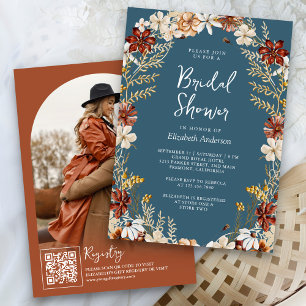Invitación Terracota Polvo de Flor Silvestre Azul Polvoriento
