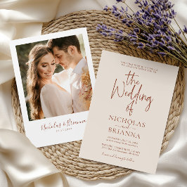 Invitación Terracota quemada Naranja moderno Boda Boho Foto