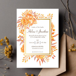 Invitación Terracota Rust Floral Rústico Elegante Boda de Caí
