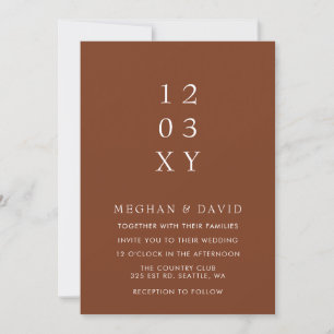 Invitación Terracota rústica simple elegante Boda moderno