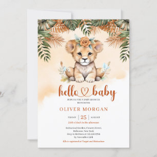 Invitación Terracota salvaje de safari seca palma lindo bebé 