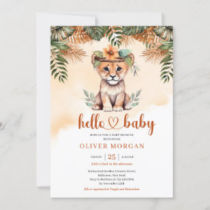 Invitación Terracota salvaje de safari seca palma lindo bebé 