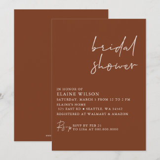 Invitación Terracota Sencilla Elegante Moderna Ducha Nupcial