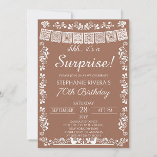 Invitación Terracota Shhh Es una Sorpresa Cumpleaños 70