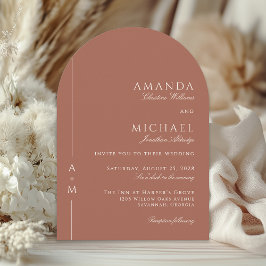 Invitación Terracota simple Elegante Monograma Boda de código