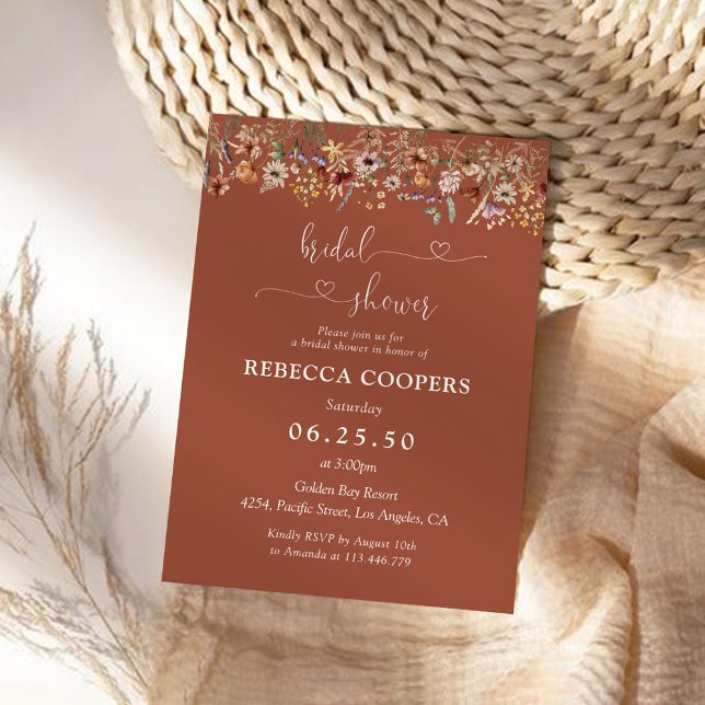 Invitación Terracota Tiny Wildflower Bridal Shower (Subido por el creador)