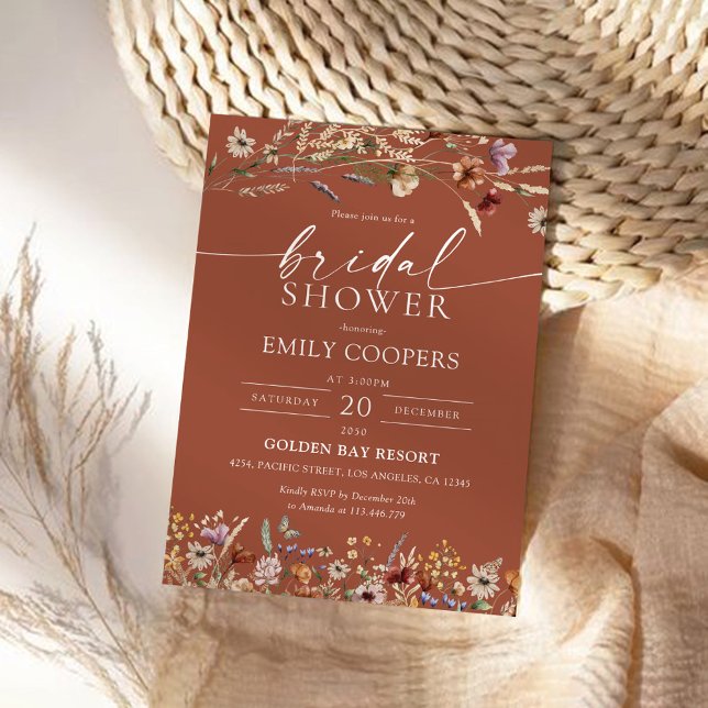 Invitación Terracota Tiny Wildflower Bridal Shower (Subido por el creador)