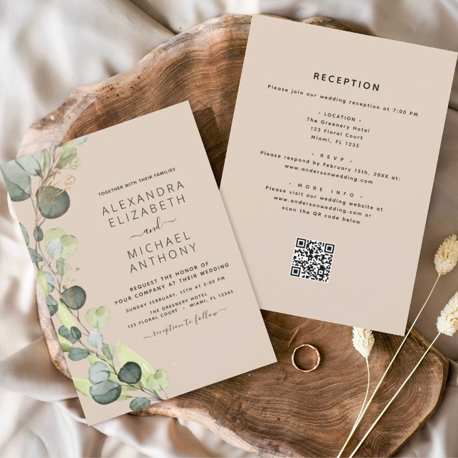 Invitación Terracota todo en un eucalipto Boda de código QR (Subido por el creador)