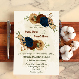 Invitación terracota tono tierra marina boda de vegetación fl