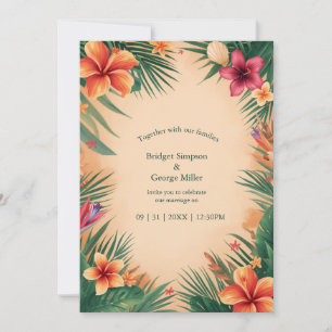 Invitación Terracota Vintage Hawái Tropical boda tropical