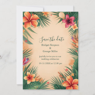 Invitación Terracota Vintage Hawái Tropical boda tropical