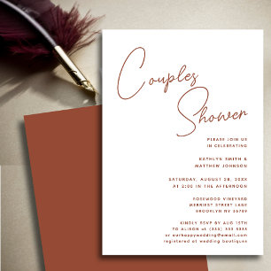 Invitación Terracota Whimsical Script Moda Ducha Parejas