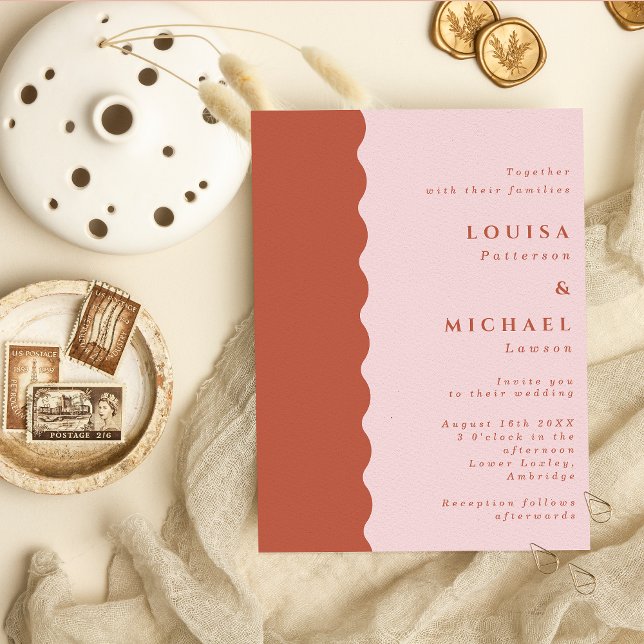 Invitación Terracota y Boda de Rubor del Borde del Boho Scall (Subido por el creador)