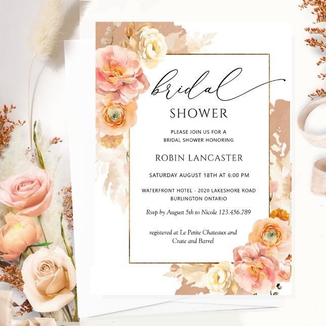 Invitación Terracota y ducha de novias con flores de cada pla (Subido por el creador)
